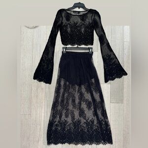 Black Lace Dress Set